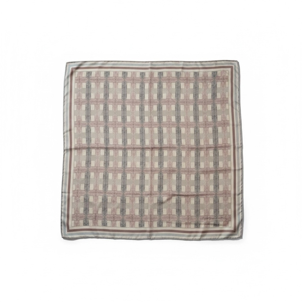 Giorgio Armani Runway Geometric 100% Silk Scarf, Gray/Taupe, 34 x 30